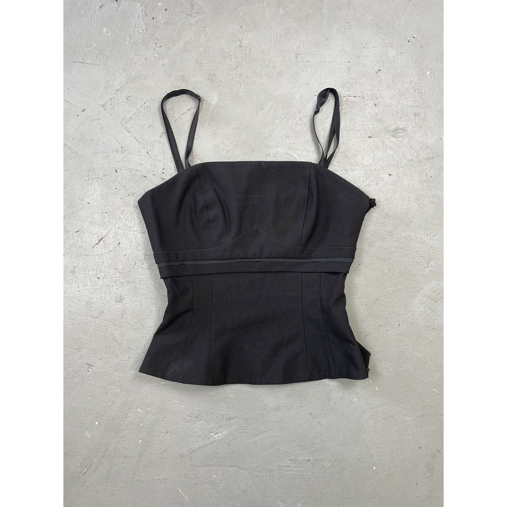 Vintage 90s Black Strapy Structured Bustier Style Top SZ 40‎